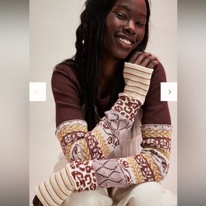 We The Free All in Cuff Thermal Sweater Striped and Patterned Knit Arm Warmers